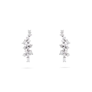 گوشواره برلیان خوشه ای - گوشواره - سفید - GW03000719