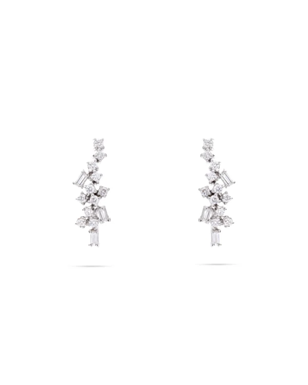 گوشواره برلیان خوشه ای - گوشواره - سفید - GW03000719